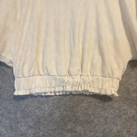 Free People Shirt Womens Size Small Crop Flutter Sleeve Smocked Hem Boho - Picture 3 of 13